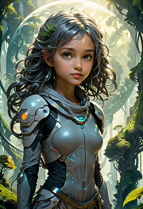 ral-trichom,In a shadowy sci-fi fantasy world, bathed in the ethereal light of a subdued midday sun, a cute girl stands on a planet adorned with a forest of hair-like protrusions that blanket the terrain. Her attire is a harmonious blend of dark ancient fantasy and sleek, futuristic science fiction, with her grey clothes gently swaying in the breeze that whispers through the fibrous landscape. The filtered sunlight casts a spectrum of muted highlights and deep, enigmatic shadows around her. Architectural wonders in the background, crafted to mimic the fibrous forms, rise boldly against the darkened blue sky, accompanied by orbs that drift silently, adding a touch of intrigue to this dramatic, softly illuminated scene.
Hide
ANIMERGE - V2.5
TRICHOM STYLE [SDXL] - SDXL