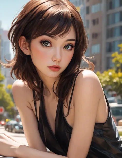 architectural style hyperrealistic digital painting by Jeremiah Ketner and Charlie Bowater and Stanley Artgerm and Thomas Saliot and J. Scott Campbell, shallow depth of field, realistic anime, bokeh, lifelike anime woman, cute, upper body shot,overhead shot view,style by Luis Royo,Natural Sunlight . clean lines, geometric shapes, minimalist, modern, architectural drawing, highly detailed<lora:SDXL\Standard\add-detail-xl.safetensors:0.65:0.65>