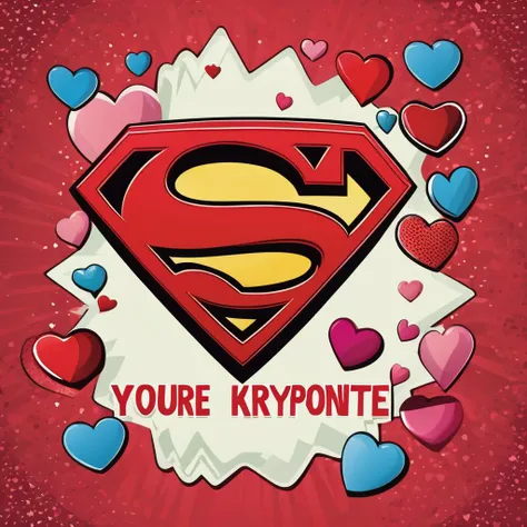 text logo, "You're my Kryptonite", valentines cards, simple background, superman, love heart,