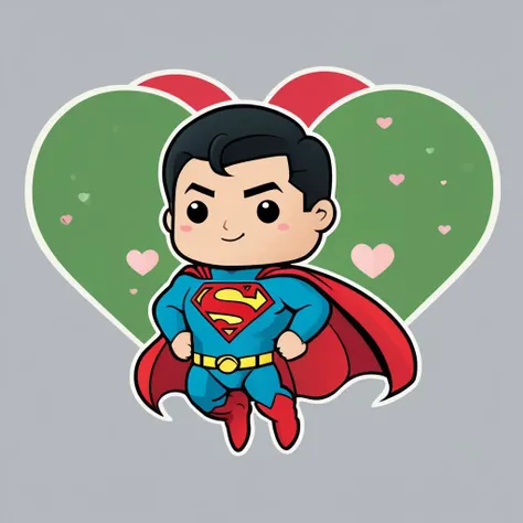 text logo, text reads "You're Kryptonite", valentines cards, simple background, Chibi superman, green love hearts