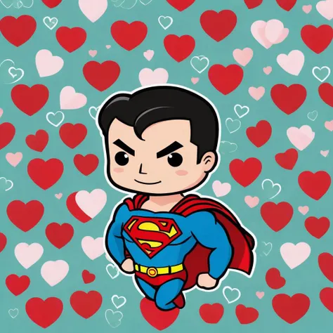 text logo, "You're Kryptonite", valentines cards, simple background, Chibi superman, love heart