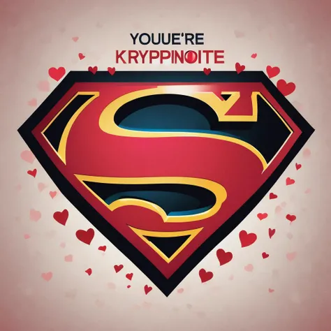 text logo, "You're my Kryptonite", valentines cards, simple background, superman, love heart,