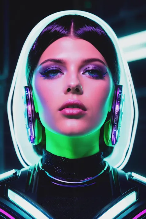 lgr in cyber neon lighting, futurism, intricate futuristic jewelry accessories, cyberpunk glossy white latex turtleneck, hyper photorealistic, crispy quality, digital photography, trending in artstation, trending in pinterest, cinematic, 4 k ultra hd, art by pascal blanche, art by greg rutkowski<lyco:LorenGray-RealVision-V1.0:1.0>