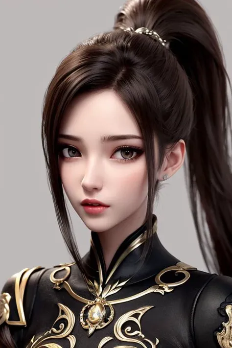 best quality, masterpiece, 1 girl, brown hair, brown eyes,Front, detailed face, beautiful eyes, high ponytail,
<lora:xq:0.6>