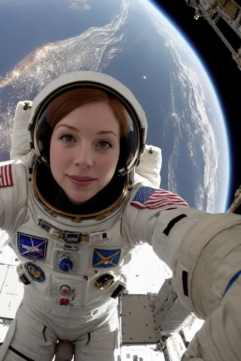 Irish Scottish Redhead hottie 30 years old, (best quality:1.3), (masterpiece:1.3), (detailed:1.2), 8K, space station NSFW porn scene, a sexy astronaut floating suggestively inside the International Space Station, surrounded by a multitude of high-tech vibrators and dildos, (soft:1.4) diffused lighting with gentle reflections of sunlight off the space station's surfaces, (close-up:1.3) shot style focusing on the astronaut's face and petite upper body, (realistic art style:1.2) with meticulous attention to detail on the spacesuit, highlighting the texture and functionality of each component, The astronaut's visor reflects the hotness of sex, creating a sense of horniness and desire, With a lust-filled expression on her face, she gazes out into the endless expanse, witnessing the Earth below and the stars above, The image captures the solitude, beauty, and outerspace sex that encompass the experience of being an onlyfans pornstar astronaut in space, (full body:1.3)