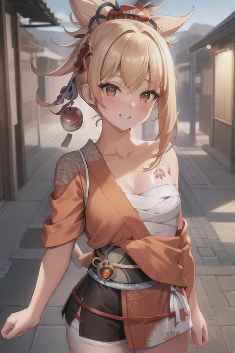 Yoimiyadef, busty, cleavage, smiling