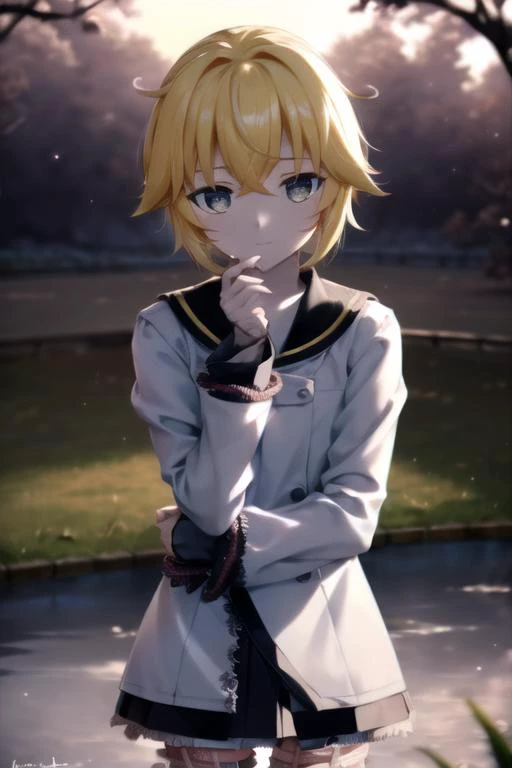 masterpiece, best quality, <lora:KagamineLenV1:0.6>, 1boy, sailor_collar, Kagamine_Len, yellow hair, (8k:0.7), , (detailed Background of a meadow:0.7), (dusk:0.6), moon, smile, (realistic),
(tentacle clothes:1.5), <lora:tentacle_clothes:1.2>,
(denoise), (8k uhd), (extremely fine and beautiful, best quality, ultra-detailed), (sharp focus), (soft illumination, soft volumetric lighting, soft lighting, soft shadows), (ray tracing ambient occlusion), (masterpiece, post processing), intricate, ((stunning environment):1.2),
(side lighting, particle lighting, cinematic lighting), (light and shadows),
(detailed (boy hair, boy face, cloth):1.2), kigurumi, upper body, <lora:kigurumiV1:0.65>