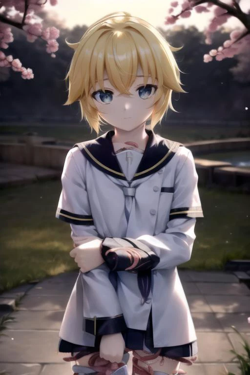 masterpiece, best quality, <lora:KagamineLenV1:0.6>, 1boy, sailor_collar, Kagamine_Len, yellow hair, (8k:0.7), , (detailed Background of a meadow:0.7), (dusk:0.6), moon, smile, (realistic),
(tentacle clothes:1.5), <lora:tentacle_clothes:1.1>,
(denoise), (8k uhd), (extremely fine and beautiful, best quality, ultra-detailed), (sharp focus), (soft illumination, soft volumetric lighting, soft lighting, soft shadows), (ray tracing ambient occlusion), (masterpiece, post processing), intricate, ((stunning environment):1.2),
(side lighting, particle lighting, cinematic lighting), (light and shadows),
(detailed (boy hair, boy face, cloth):1.2), kigurumi, upper body, <lora:kigurumiV1:0.65>