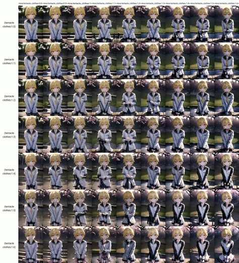 masterpiece, best quality, <lora:KagamineLenV1:0.6>, 1boy, sailor_collar, Kagamine_Len, yellow hair, (8k:0.7), , (detailed Background of a meadow:0.7), (dusk:0.6), moon, smile, (realistic),
(tentacle clothes:1.0), <lora:tentacle_clothes:0.8>,
(denoise), (8k uhd), (extremely fine and beautiful, best quality, ultra-detailed), (sharp focus), (soft illumination, soft volumetric lighting, soft lighting, soft shadows), (ray tracing ambient occlusion), (masterpiece, post processing), intricate, ((stunning environment):1.2),
(side lighting, particle lighting, cinematic lighting), (light and shadows),
(detailed (boy hair, boy face, cloth):1.2), kigurumi, upper body, <lora:kigurumiV1:0.65>