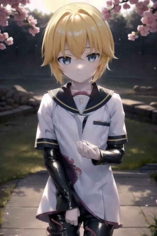 masterpiece, best quality, <lora:KagamineLenV1:0.6>, 1boy, sailor_collar, Kagamine_Len, yellow hair, (8k:0.7), , (detailed Background of a meadow:0.7), (dusk:0.6), moon, smile, (realistic),
(tentacle clothes:1.4), <lora:tentacle_clothes:1>,
(denoise), (8k uhd), (extremely fine and beautiful, best quality, ultra-detailed), (sharp focus), (soft illumination, soft volumetric lighting, soft lighting, soft shadows), (ray tracing ambient occlusion), (masterpiece, post processing), intricate, ((stunning environment):1.2),
(side lighting, particle lighting, cinematic lighting), (light and shadows),
(detailed (boy hair, boy face, cloth):1.2), kigurumi, upper body, <lora:kigurumiV1:0.65>