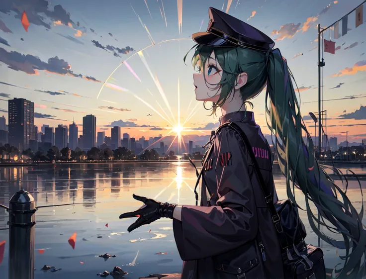 ((masterpiece)), (((best quality))), ((extremely detailed)), colorful, hdr, 1girl, solo, ((flying)), senbon-zakura_(vocaloid), <lora:senbonzakura-000007:0.6>, hatsune miku, flying in sky, floating in air, view from side