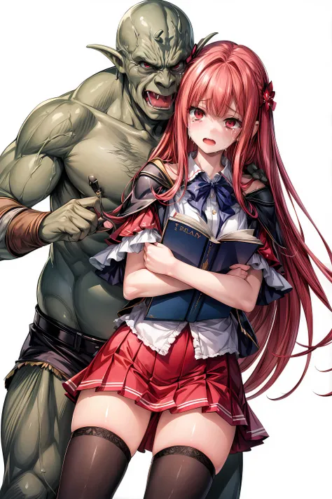 (masterpiece, best quality), red hair, red eyes, thighhighs, crying, <lora:ORCS-08:0.8> orcnive, you can have a character read a book alongside an orc,
<lora:add_detail:1>
