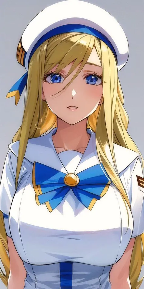 <lora:florence_aliciaV2:0.7> florence_alicia, huge_breasts, standing, solo, Summer_aria_company_uniform_White_long_dress_White_capelet_Blue_bowtie_Short_sleeves_Side_slit,White_beret_aria_company_uniform,, masterpiece, best quality, detailed face, detailed eyes, highres,