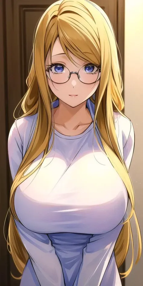 <lora:florence_aliciaV2:0.7> florence_alicia, huge_breasts, standing, solo, bespectacled_Round_eyewear,, masterpiece, best quality, detailed face, detailed eyes, highres,