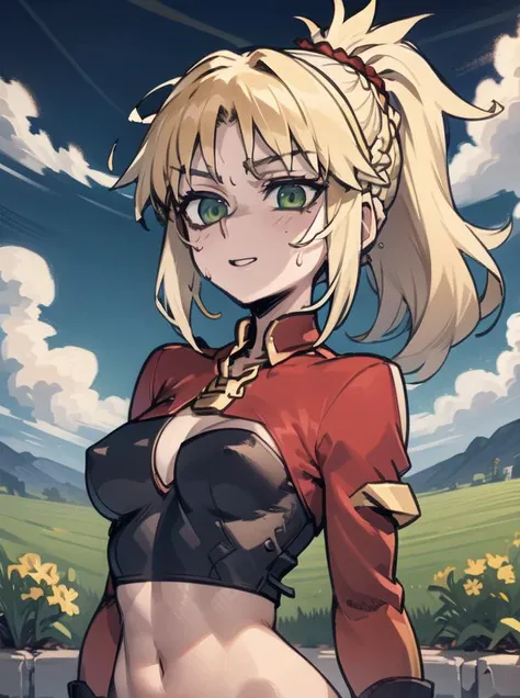 <lora:johnny_numbnutz_v2:1.0>, johnny_numbnutz, <lora:Mordred:0.9>, mordred \(fate\), ponytail, green eyes, braid