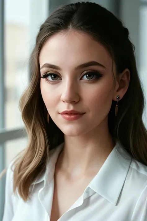 <lora:sydneysweeney-v2:0.5> , sydneysweeney, (epic)
,photo of a woman, , perfect hair, beautiful perfect skin, ((busy office)), (modern photo, necktie, shirt), 24mm, (analog, cinematic, film grain:1.3), , detailed eyes, (upper body), (looking at viewer), earrings, (eyeliner, eyelashes)