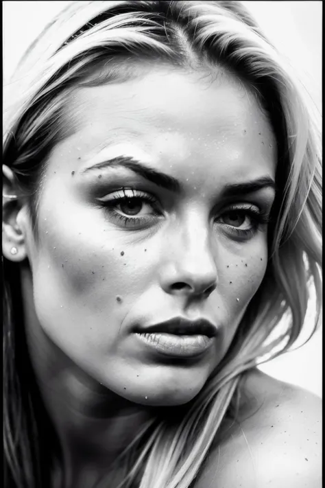 face shot of mandyR2, (serious look), (blonde medium length hair),Photorealistic, Hyperrealistic, Hyperdetailed, analog style, hip cocked, demure, detailed skin, matte skin, soft lighting, subsurface scattering, realistic, heavy shadow, masterpiece, best quality, ultra realistic, 8k, golden ratio, Intricate, High Detail, film photography, soft focus, detailed skin texture, (blush:0.5), (goosebumps:0.5), subsurface scattering