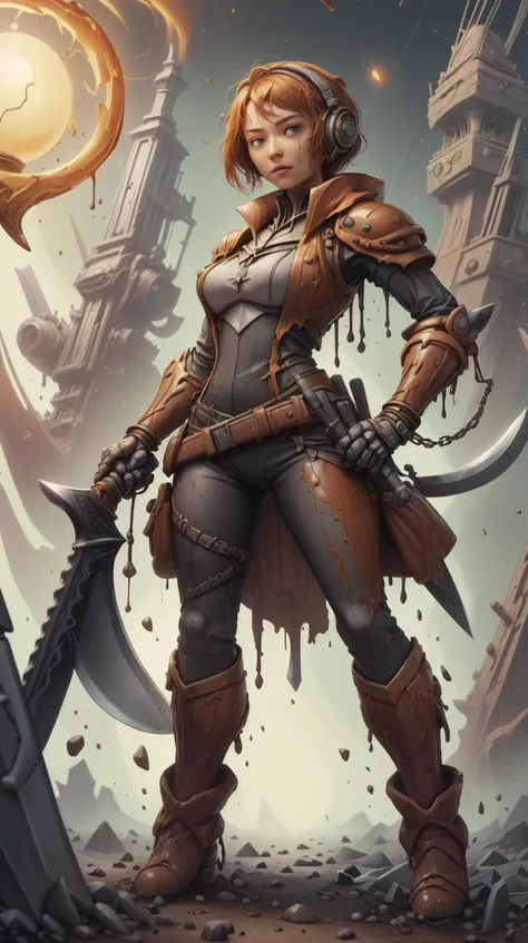 <lora:ChocolateWetStyle:0.8>ChocolateWetStyle Style-GravityMagic, solo, half shot,  detailed background, detailed face, (<lora:WorldofEarthTEST:0.7>, worldofearth theme:1.1), fantasy weapons engineer, relaxed countenance, inventive, wearing leather vest, gadgets, shotgun,   clockwork firearm technology, hanging chains, steampunk workshop in background, lamplight, smoky air, **(melee weapon, sword, axe, mace, blade, dagger, modern technology, modern weapons, automatic rifle:1.2),**, (Masterpiece:1.3) (best quality:1.2) (high quality:1.1)