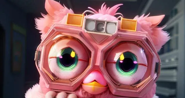 a cute pink foorbyv2 in a hand, high quality, wide-angle, Intricate, High Detail, Sharp focus, Cinematic lighting, Sigma SD9, candlelight, analog, portrait, 8k, vray tracing, volumetric lighting, unreal engine 5, Derek Riggs, trending on DeviantArt