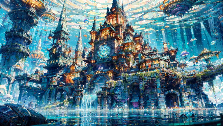 (masterpiece:1.2),best quality,fantasy,
a giant city under the sea,architecture,blue spot,many pure jellyfish,orange light,
<lora:UE_20230717224732-000003:0.6>,