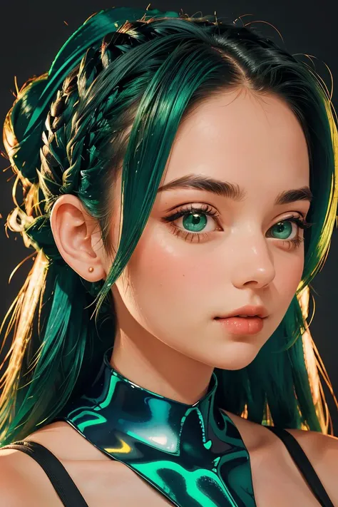 (masterpiece, best quality), 1girl, Emerald Braided Space Buns, Size D breasts, <lora:LTH:1>