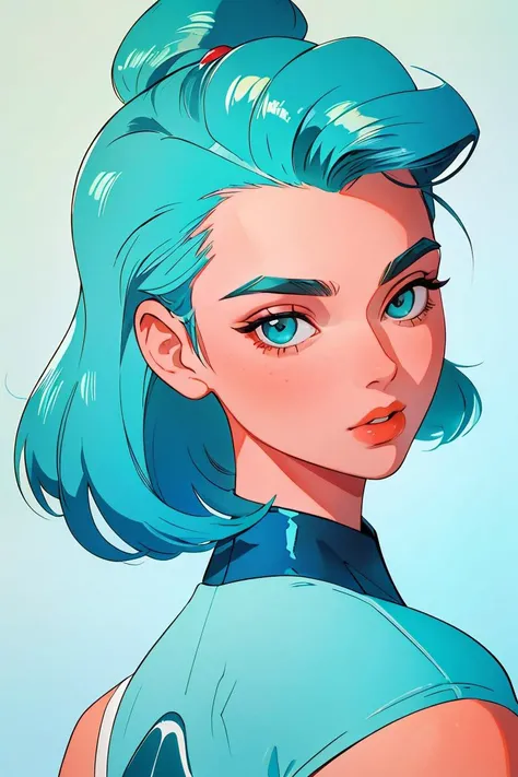 (masterpiece, best quality), 1girl, Aqua Textured Quiff with Skin Fade, Size DD breasts, <lora:LTH:1>