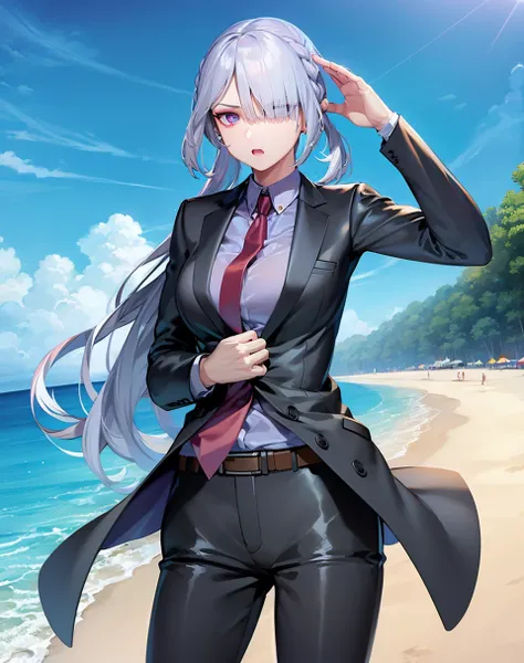 (extremely detailed CG unity 8k wallpaper),(masterpiece), (best quality), (ultra-detailed), (best illustration),(best shadow), (sharp eyeliner, eyeshadow, detailed eyes:1.1), beach, cowboy shot
,BREAK
(ak15suit:1.2)
 <lora:AK15-000006:1>