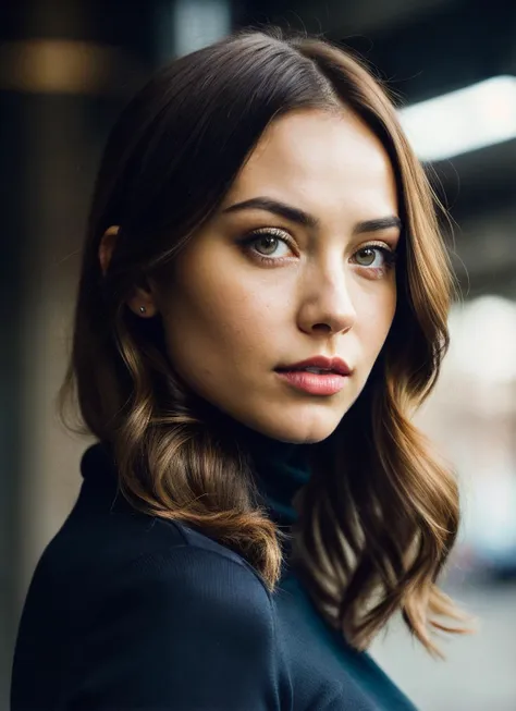 A stunning intricate full color portrait of (sks woman:1), wearing a black turtleneck, epic character composition, by ilya kuvshinov, alessio albi, nina masic, sharp focus, natural lighting, subsurface scattering, f2, 35mm, film grain, <lora:lora_courtneyford_v1_from_v1_160:1>