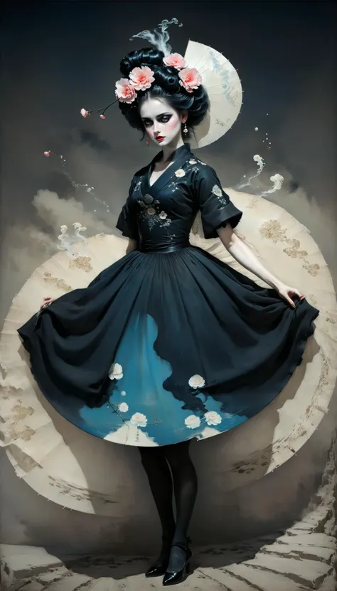 by Tsutomu Nihei,(madness but extremely beautiful:1.4),(masterpiece, best quality:1.4),in the style of nicola samori,by tom bagshaw,dancing,Malibu Barbie,posing with attitude,<lora:add-detail-xl:1>,<lora:xl_more_art-full_v1:0.8>,<lora:NicolaSamori:0.7>,<lora:Ukiyo-e Art:0.8>,Ukiyo-e Art,<lora:Willem van Aelst Style:0.8>,Willem van Aelst Style,<lora:Jorg_Karg_Monochrome_Surrealism_SDXL:0.8>,jorg karg