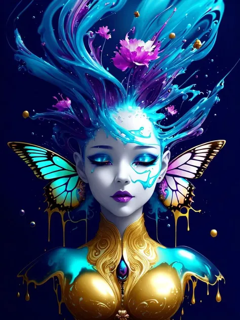Alberto seveso art, dancing sillhouette, water ink, ink cloud, loose painting style, Lilith, smooth soft skin, symmetrical, soft lighting, detailed face, alien world, glowing butterflies, Enchanted alien paradise landscape. Strange flowers, glass formations, liquids, gasses, outer space, strange architecture. Rich vivid color scheme, golden hour. Children’s book illustration, science fiction. Perfect composition. Jan Van Huysum, Thomas Gainsborough, Conrad Roset, Ed Emshwiller, Alberto Seveso, Jean-Baptiste Monge, Stephan Martiniere, Tim Burton.