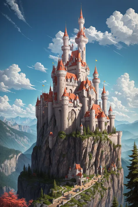 A forbidden castle high up in the mountains, pixel art, (intricate details:1.12), hdr, (intricate details, hyperdetailed:1.15), (natural skin texture, hyperrealism, soft light, sharp:1.2), game art, key visual, surreal