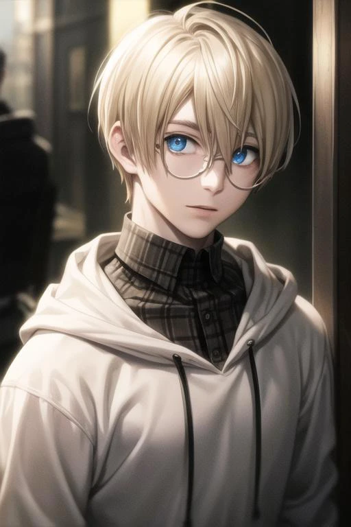 masterpiece, best quality, high quality, 1boy, solo, male focus, looking at viewer, upper body, <lora:william_macbeth:0.68>, william_macbeth, blonde hair, glasses, blue eyes, ,