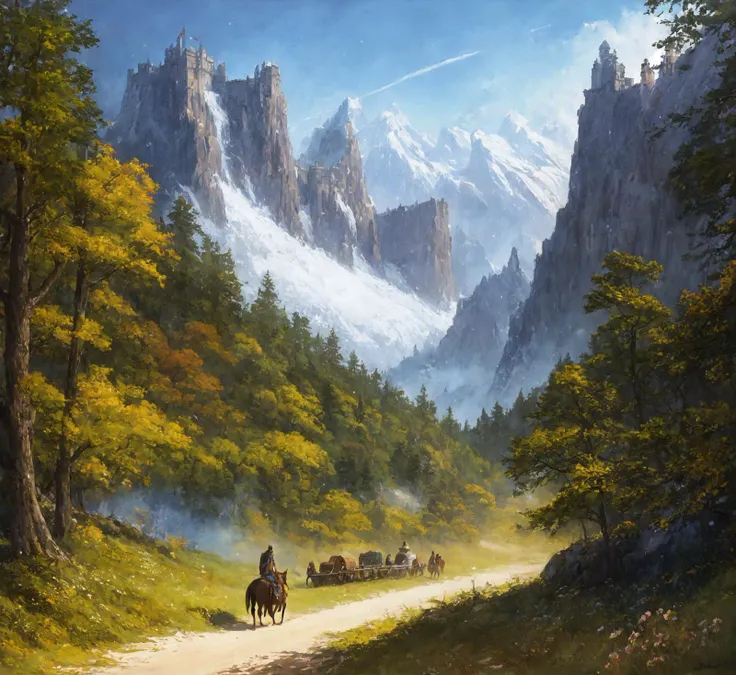 (extremely detailed CG unity 8k wallpaper), full shot photo of the most beautiful artwork of a medieval castle, snow falling, nostalgia, professional majestic oil painting by Ed Blinkey, Atey Ghailan, Studio Ghibli, by Jeremy Mann, Greg Manchess, Antonio Moro, trending on ArtStation, trending on CGSociety, Intricate, High Detail, Sharp focus, dramatic, photorealistic painting art by midjourney and greg rutkowski