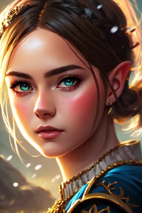 princess zelda, close up, modelshoot style,  anime screencap, (extremely detailed CG unity 8k wallpaper), full shot body photo of the most beautiful artwork in the world, medieval armor, professional majestic oil painting by Ed Blinkey, Atey Ghailan, Studio Ghibli, by Jeremy Mann, Greg Manchess, Antonio Moro, trending on ArtStation, trending on CGSociety, Intricate, High Detail, Sharp focus, dramatic, photorealistic painting art by midjourney and greg rutkowski