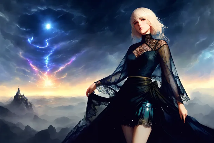watercolor painting, ( moonlight ), full body portrait of ((wet)), stunningly beautiful (  2b nier : 1.5  ), wearing ((see through lace skirt)), (detailed face),  deep cleavage ,  (view from_sides  ) , messy, ornate, at A mountaintop fortress, home to a powerful sorcerer and his army of elemental golems  ,   by artist christophe young and by artist ilya kuvshinov, (photorealistic [painting]:1.1), (bright back lit:1.1), an (epic [cinematic lighting] seascape [landscape] with a (translucent nuclear explosion:1.15) in foreground:1.13), detailed, (bloom:1.1), god rays, photorealistic [painting], 8k resolution, (flows (spread, (swirls:1.3), spills out) into  droplets spiral, large sparkling splashes) sprays flows spills out:1.1), ((bright back lit, direct sun from above, sun glare, (bloom:1.2), spatter))