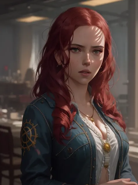 modelshoot style, (extremely detailed CG unity 8k wallpaper), full shot body photo of the most beautiful artwork in the world,(scarlett), beautiful woman, professional majestic oil painting by Ed Blinkey, Atey Ghailan, Studio Ghibli, by Jeremy Mann, Greg Manchess, Antonio Moro, trending on ArtStation, trending on CGSociety, Intricate, High Detail, Sharp focus, dramatic, photorealistic painting art by midjourney and greg rutkowski