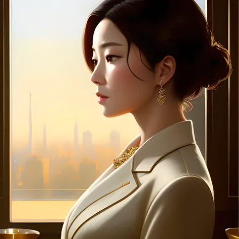 a poster for "The Rise of the Nouveau Riche," featuring (Eun-jin), a beautiful woman in her mid-20s with a fierce determination in her eyes. She has long, wavy brown hair and a sophisticated sense of style, wearing designer clothes and expensive jewelry. The poster should convey the opulence and luxury of Eun-jin's world, with a backdrop of high-end mansions and luxury cars,
professional majestic oil painting by Ed Blinkey, Atey Ghailan, Studio Ghibli, by Jeremy Mann, Greg Manchess, Antonio Moro, trending on ArtStation, trending on CGSociety, Intricate, High Detail, Sharp focus,
