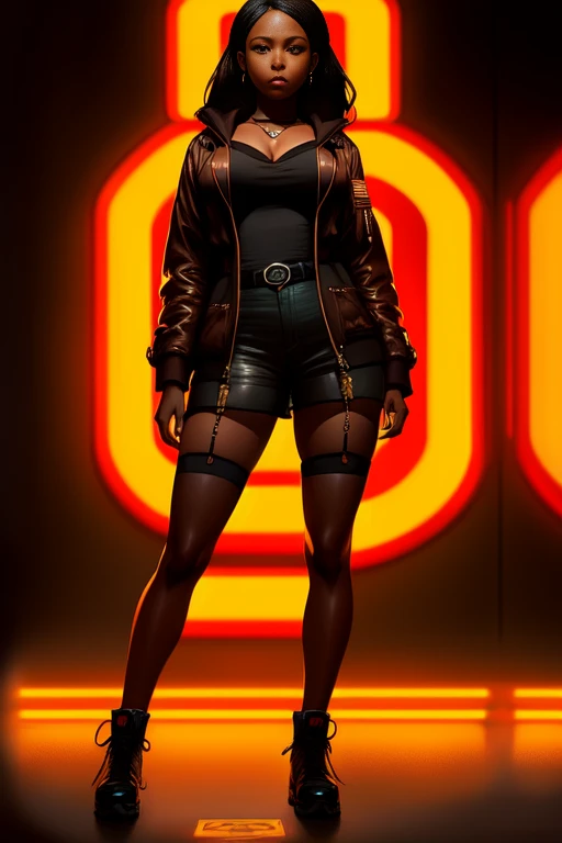 full body shot concept render photo of the most beautiful artwork in the world featuring a character turnaround of modern african female girl, (Multiple views of the same character:1.2) (on the same background:1.1), modelshoot style, sexy, big eyes, urban tokyo futuristic look, neon lights, night, slow motion, reflections, orange raincoat, intricate detail, nostalgia, heart professional majestic oil painting by Ed Blinkey, Atey Ghailan, Studio Ghibli, by Jeremy Mann, Greg Manchess, Antonio Moro, trending on ArtStation, trending on CGSociety, Intricate, High Detail, Sharp focus, dramatic, photorealistic painting art by midjourney and greg rutkowski, PlanIt, charturnerv2