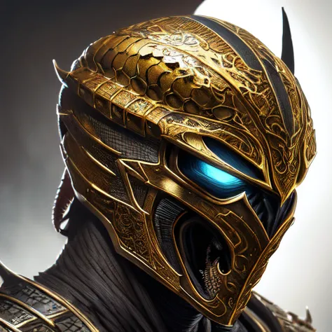 (realistic:1.3), intricate details,painting \(artwork\), ((masterpiece,best quality)), ((cinematic light)), scorpion,mortal kombat,  scary, dark fantasy  \(style\), detailed armor, detailed helmet