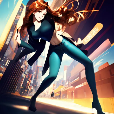 Anime, Woman standing, digital art, concept art, kyoto animation, murata range, kawaii, yoshitaka amano, studio lighting, manga, bright colors, beautiful, high contrast, gradation, jean giraud, rule of thirds __scenario-scfi__ (crazy eyes:1) (crazy smile:1) (crazy face:1) (wlop:1) <lora:johnsondesuv15-320-e1:0.6> <lora:crazyExpressions:1> <lora:wlopStyleLora_30Epochs:0.8>