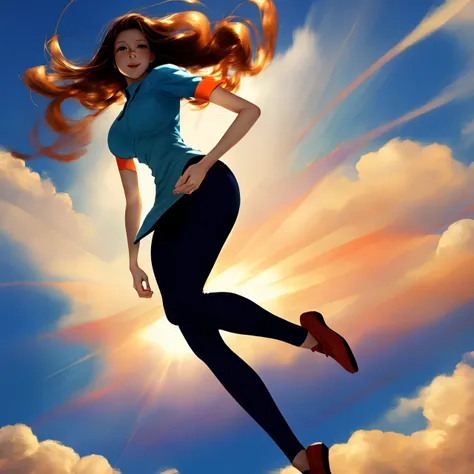 Anime, Woman jumping, digital art, concept art, kyoto animation, murata range, kawaii, yoshitaka amano, studio lighting, manga, bright colors, beautiful, high contrast, gradation, jean giraud, rule of thirds __scenario-scfi__ (crazy eyes:1) (crazy smile:1) (crazy face:1) (wlop:1) <lora:johnsondesuv15-320-e1:0.6> <lora:crazyExpressions:1> <lora:wlopStyleLora_30Epochs:0.8>