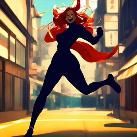Anime, Woman running, digital art, concept art, kyoto animation, murata range, kawaii, yoshitaka amano, studio lighting, manga, bright colors, beautiful, high contrast, gradation, jean giraud, rule of thirds __scenario-scfi__ (crazy eyes:1) (crazy smile:1) (crazy face:1) (wlop:1) <lora:johnsondesuv15-320-e1:0.6> <lora:crazyExpressions:1> <lora:wlopStyleLora_30Epochs:0.8>