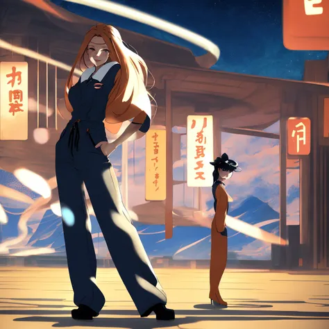 Anime, Woman standing, digital art, concept art, kyoto animation, murata range, kawaii, yoshitaka amano, studio lighting, manga, bright colors, beautiful, high contrast, gradation, jean giraud, rule of thirds __scenario-scfi__ (crazy eyes:1) (crazy smile:1) (crazy face:1) (wlop:1) <lora:johnsondesuv15-320-e1:0.6> <lora:crazyExpressions:1> <lora:wlopStyleLora_30Epochs:0.8>