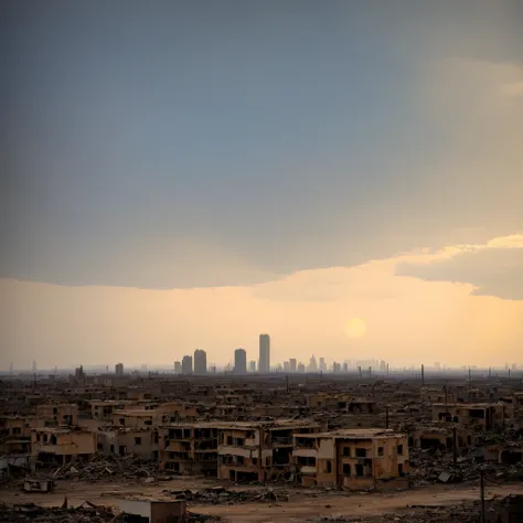 The world is a desolate and barren wasteland, the aftermath of some catastrophic event that has brought an end to civilization as we know it. The sky is a sickly shade of yellow, obscured by a thick layer of ash and dust that has settled over everything. The landscape is bleak and lifeless, with buildings reduced to rubble and the remains of once-thriving cities lying in ruins. The few survivors eke out a meager existence in this harsh and unforgiving world, scrounging for food and supplies and living in constant fear of the dangers that lurk around every corner. The air is filled with the acrid scent of smoke and decay, a reminder of the devastation that has been wrought. Amidst the ruin and despair, hope seems like a distant memory, a relic of a time long gone, HDR, UHD, 64K