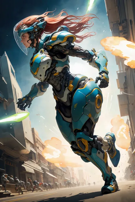 robort, serious looking, glowing 4K, Masterpiece, highres, absurdres,photorealistic, , a woman in a suit of armor , , big bulky futuristic armor,
(running, moving), rocket propulsion,((from the side))
watercolor painting, negative space, by jim lee
<lora:FINAL Robort:0.8>
