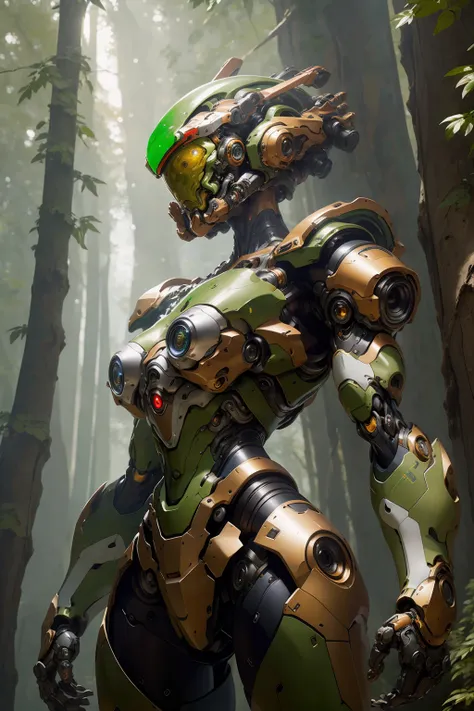 1girl cyborg, helmet, armor, in the forest, green painting, mecha, robort (battle stance)
(photorealistic), masterpiece, best quality
science fiction, fire, laser canon beam, war, conflict,
, highly detailed, majestic, digital photography, art by artgerm and ruan jia and greg rutkowski surreal painting
<lora:FINAL Robort:0.8>