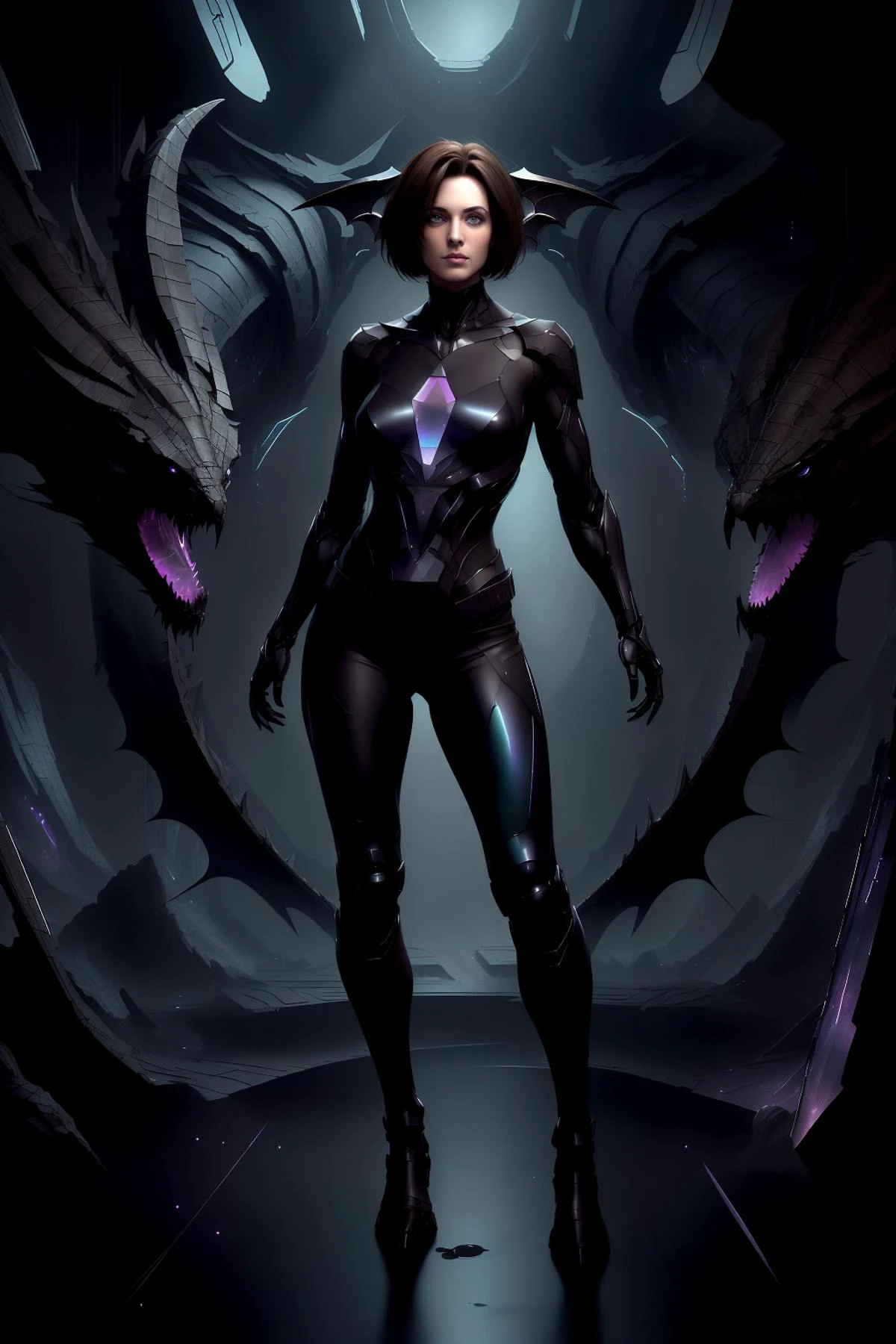 absurdres,
1girl, short brown hair, blue eyes, medium breasts, lab coat, narrow trousers,
lab enviroment, lab background, full body,
<lora:DraconicTech:0.6>, <lora:StealthTech:1>, stealthtech, cutting edge, scifi, draconictech, obsidian, iridescent