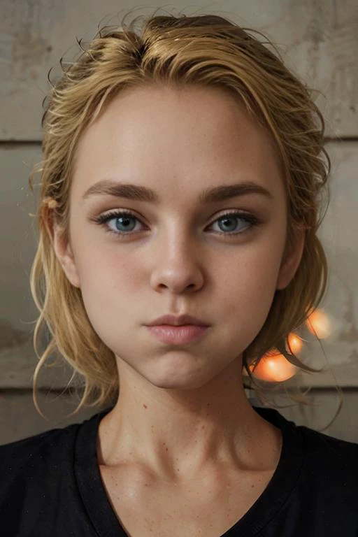 <lora:Bailey:.7>, blonde hair, blue eyes, looking at viewer,puffupcheeks, mugshot photo high quality, masterpiece, <lora:PuffyCheeks:1>