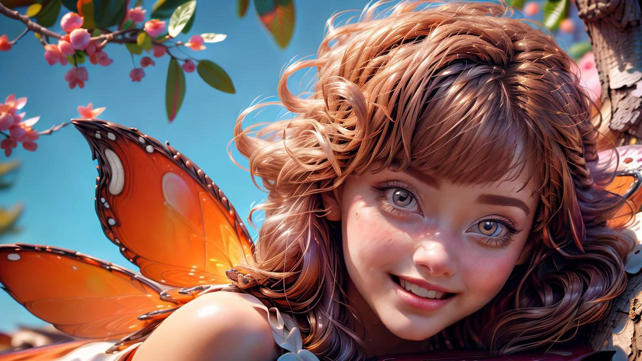 style-swirlmagic, (Award winning professional full body Portrait of young fairy sit on a branch:1.4), (detailed cute rounded beautiful happy face:1.4), Highlights detailed blond hair, detailed piercing glossy eyes, perfect tan real_skin, detailed perfect hands and feet, fairy wings, rainbow, (shiny particules:1.4), old magical elder forest background
(DSLR Image Quality:1.1),
(Sharp Image Focus on Subject:1.3),
(Film-Grain Texture:1.1),
(Dynamic High Definition Range:1.2),
(Vibrant Color Balance:1.5),
(Detail-Enhanced Sharpness on Main Subject:1.4),
<lora:add_detail:1>, <lora:epi_noiseoffset2:1>, <lora:more_details:0.5>, <lora:real_skin:1>, <lora:C4D:0.6>, <lora:NijiExpressV2:0.6>
