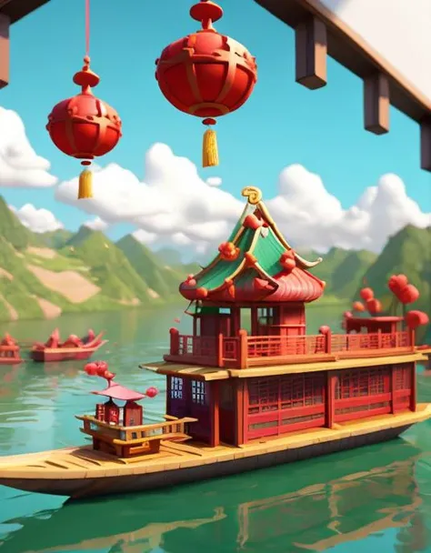 <lora:C D_20230617011627:0.9>,(dragon boat),Zongzi,Dragon Boat Festival,(c4d:0.5), 3D, cute, masterpiece, best quality,